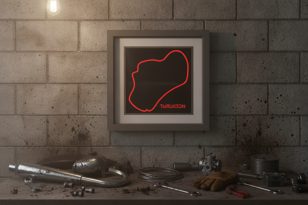 Thruxton racing circuit 3D printed track art, race circuits wall decor