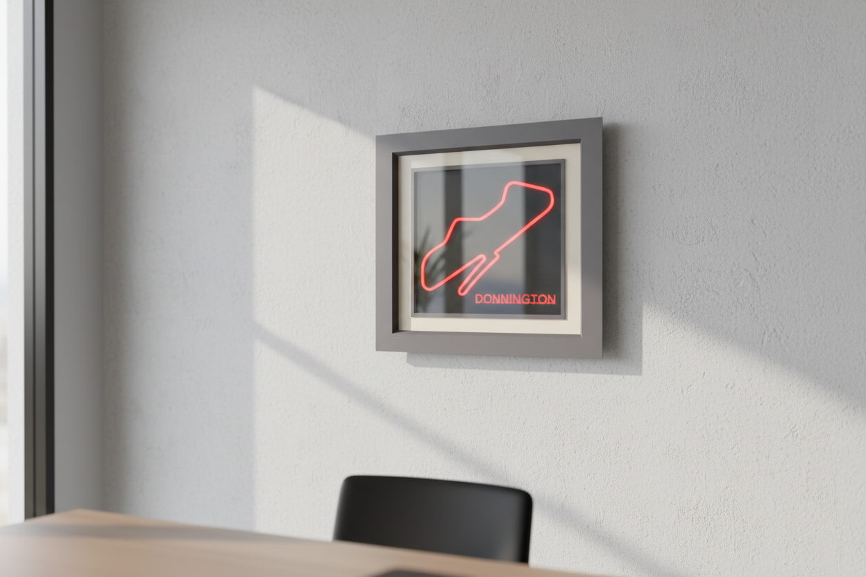 Donnington 3D printed track art, race circuits wall decor