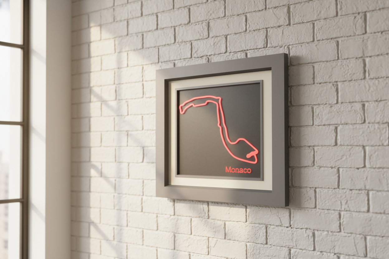 Monaco F1 racing circuit 3D printed track art, race circuits wall decor