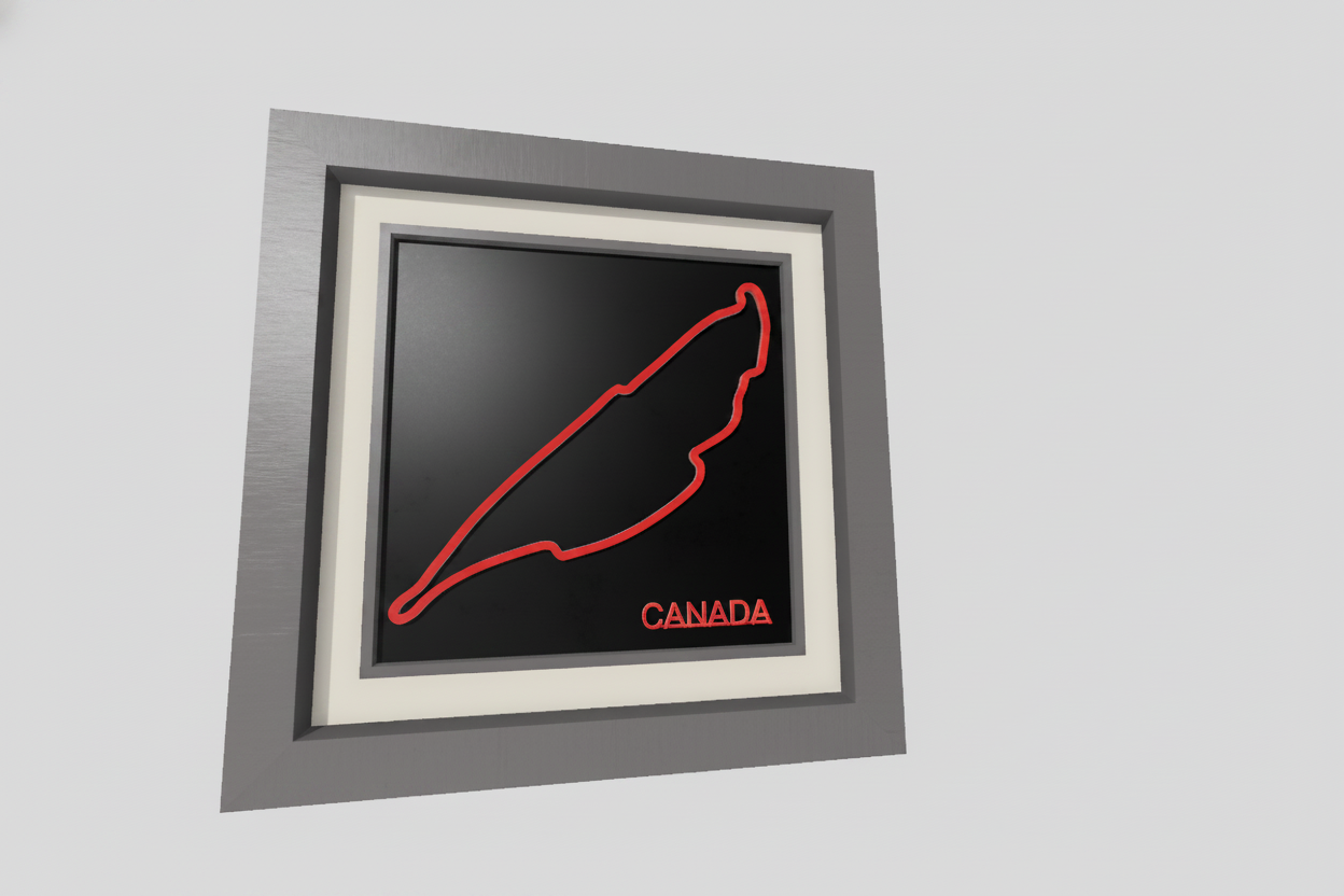 Canada F1 racing circuit 3D printed track art, race circuits wall decor