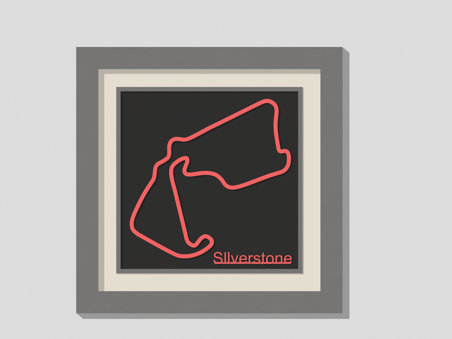 Silverstone 3D printed track art, race circuits wall decor