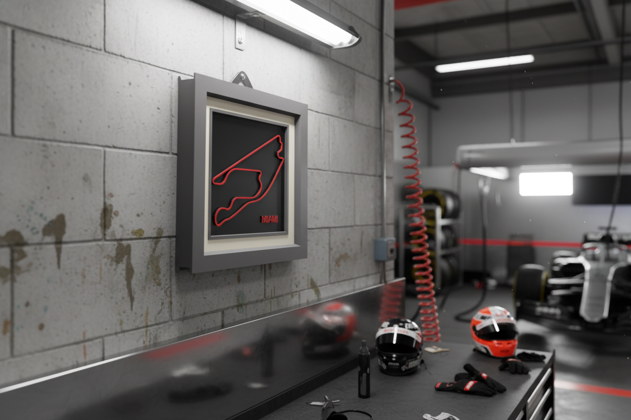 Miami F1 racing circuit 3D printed track art, race circuits wall decor