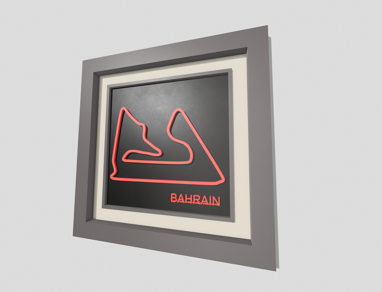 Bahrain F1 circuit 3D printed track art, race circuits wall decor