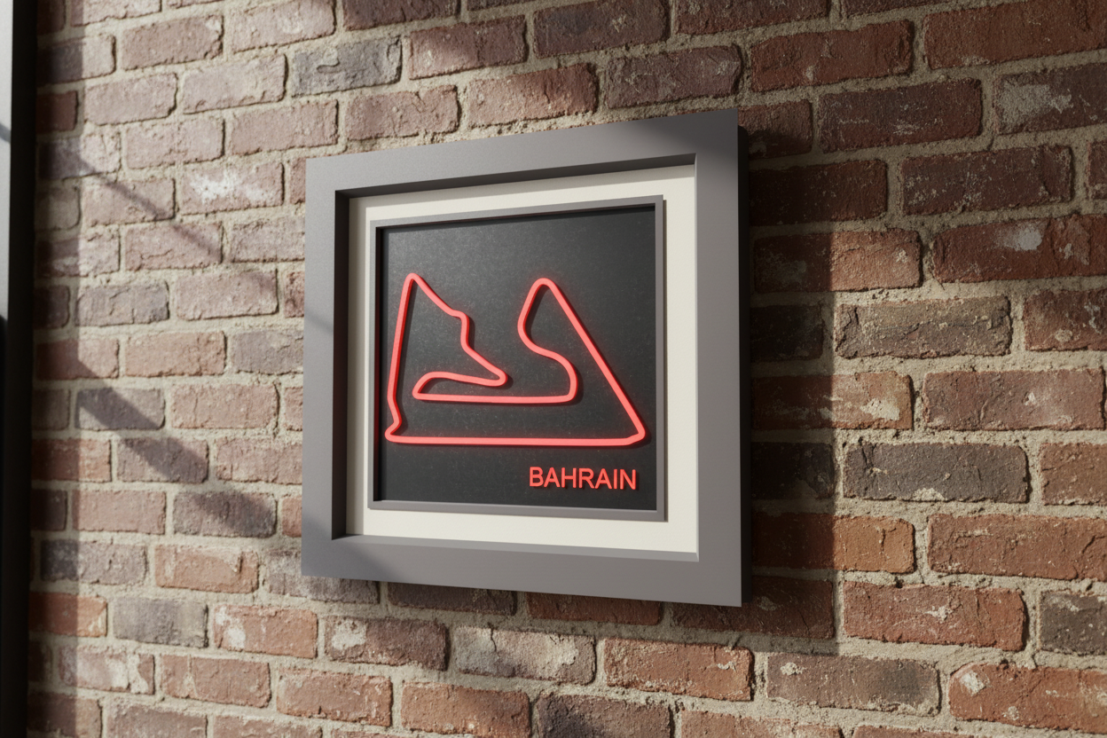 Bahrain F1 circuit 3D printed track art, race circuits wall decor