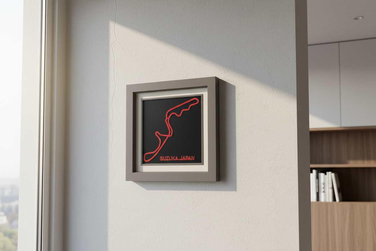 Suzuka Japan F1 racing circuit 3D printed track art, race circuits wall decor