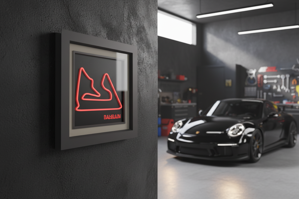 Bahrain F1 circuit 3D printed track art, race circuits wall decor