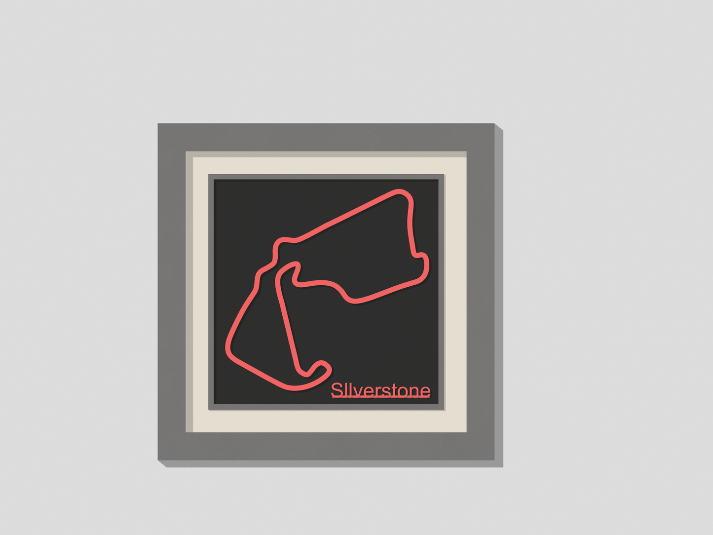 Silverstone 3D printed track art, race circuits wall decor