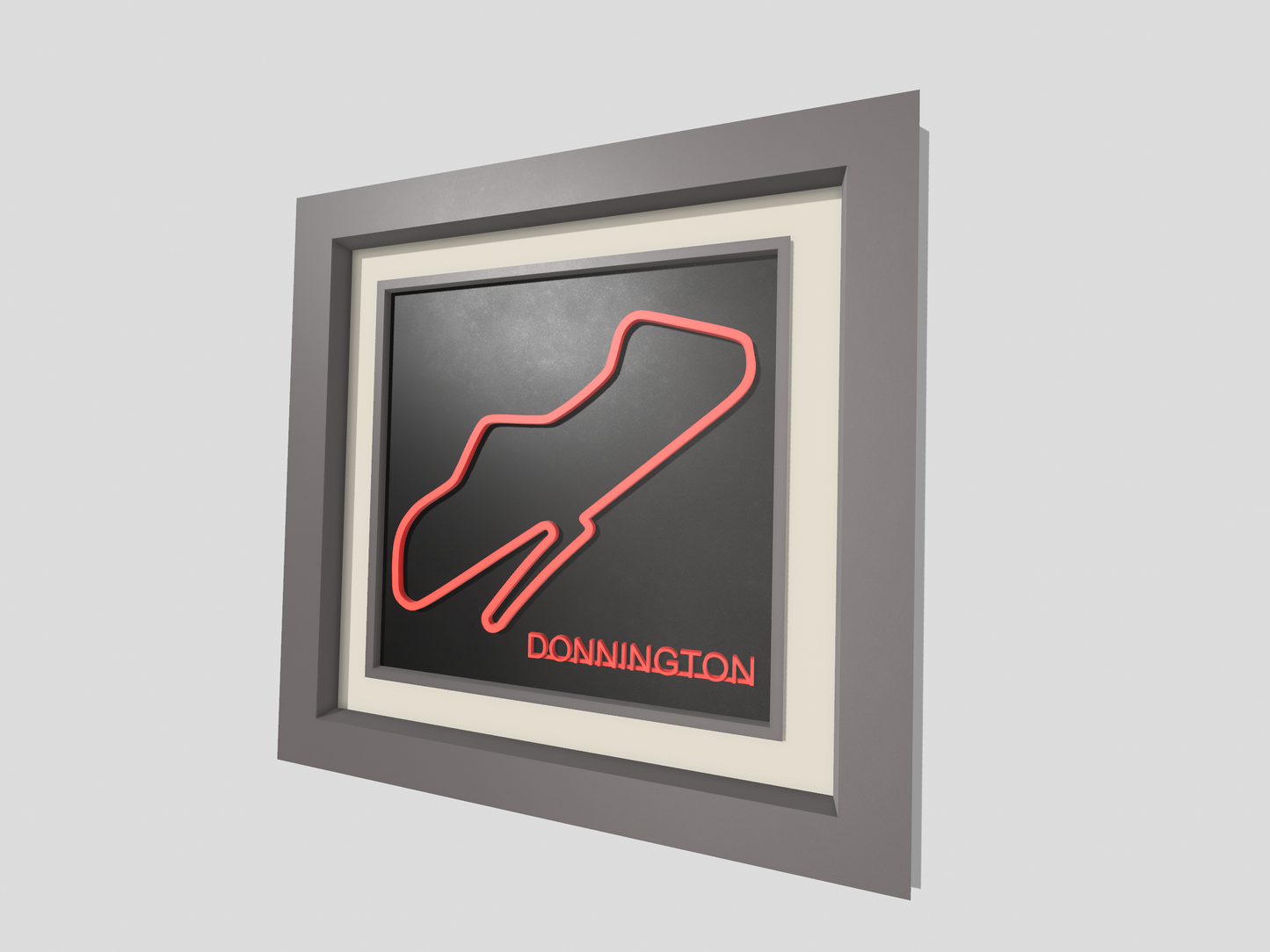 Donnington 3D printed track art, race circuits wall decor