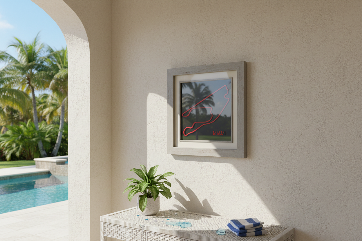 Miami F1 racing circuit 3D printed track art, race circuits wall decor