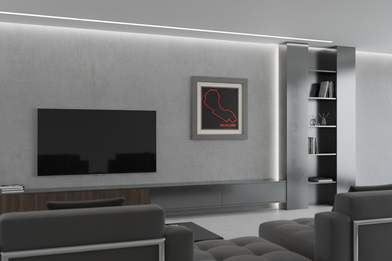 Melbourne F1 Track 3D Printed Wall Art – Albert Park Circuit Motorsport Decor