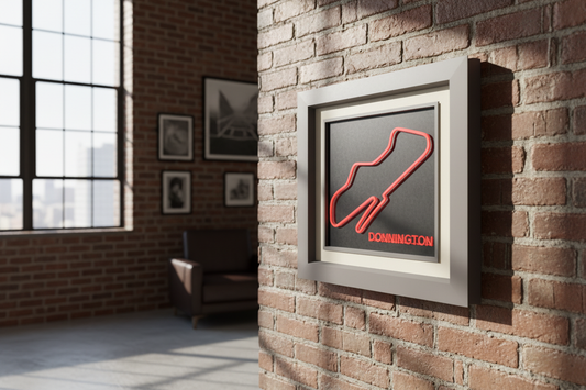 Donnington 3D printed track art, race circuits wall decor