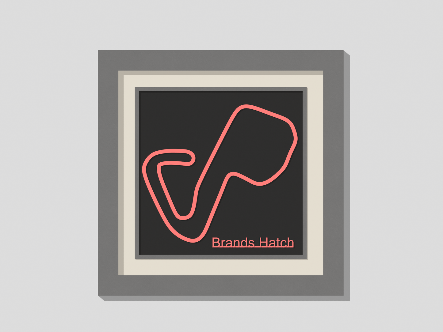 Brands Hatch circuit 3D printed track art, race circuits wall decor