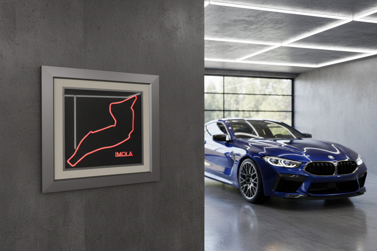 Imola F1 race circuit 3D printed track art, race circuits wall decor