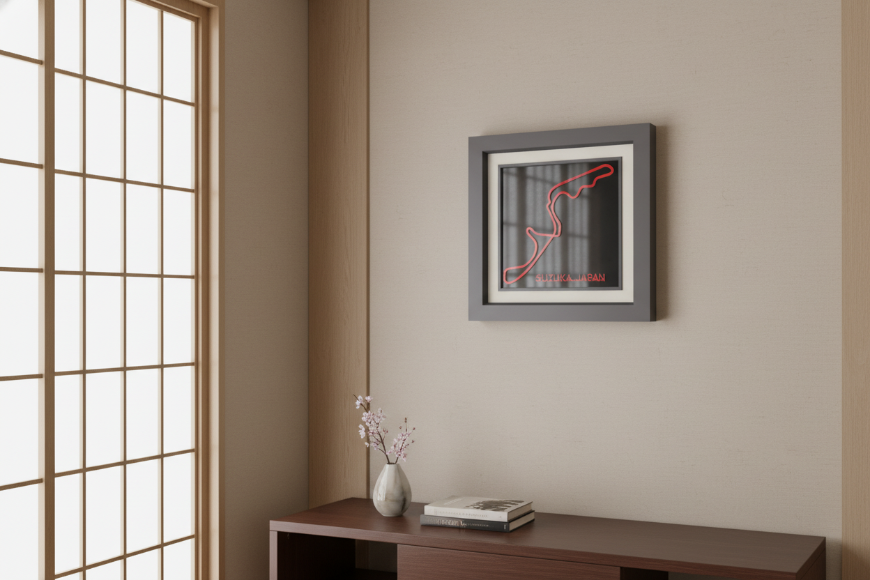 Suzuka Japan F1 racing circuit 3D printed track art, race circuits wall decor