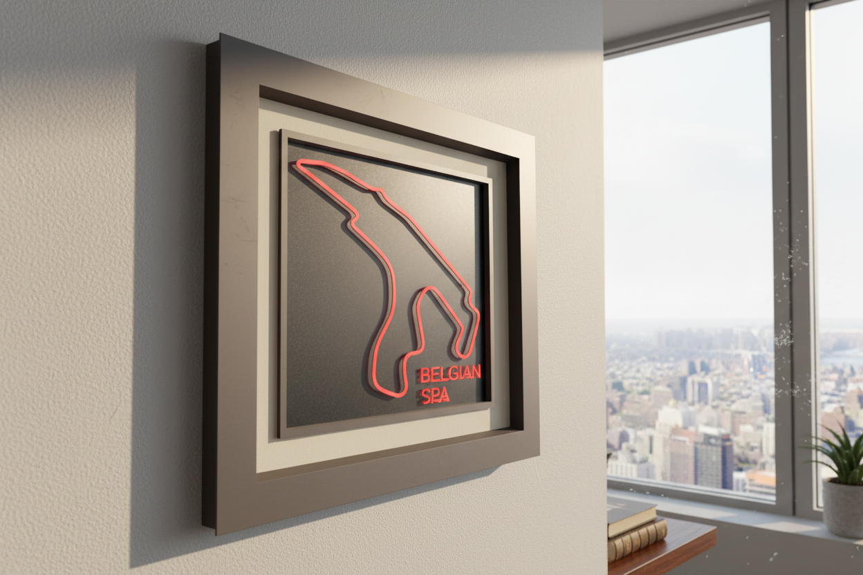 Belgian Spa F1 circuit 3D printed track art, race circuits wall decor