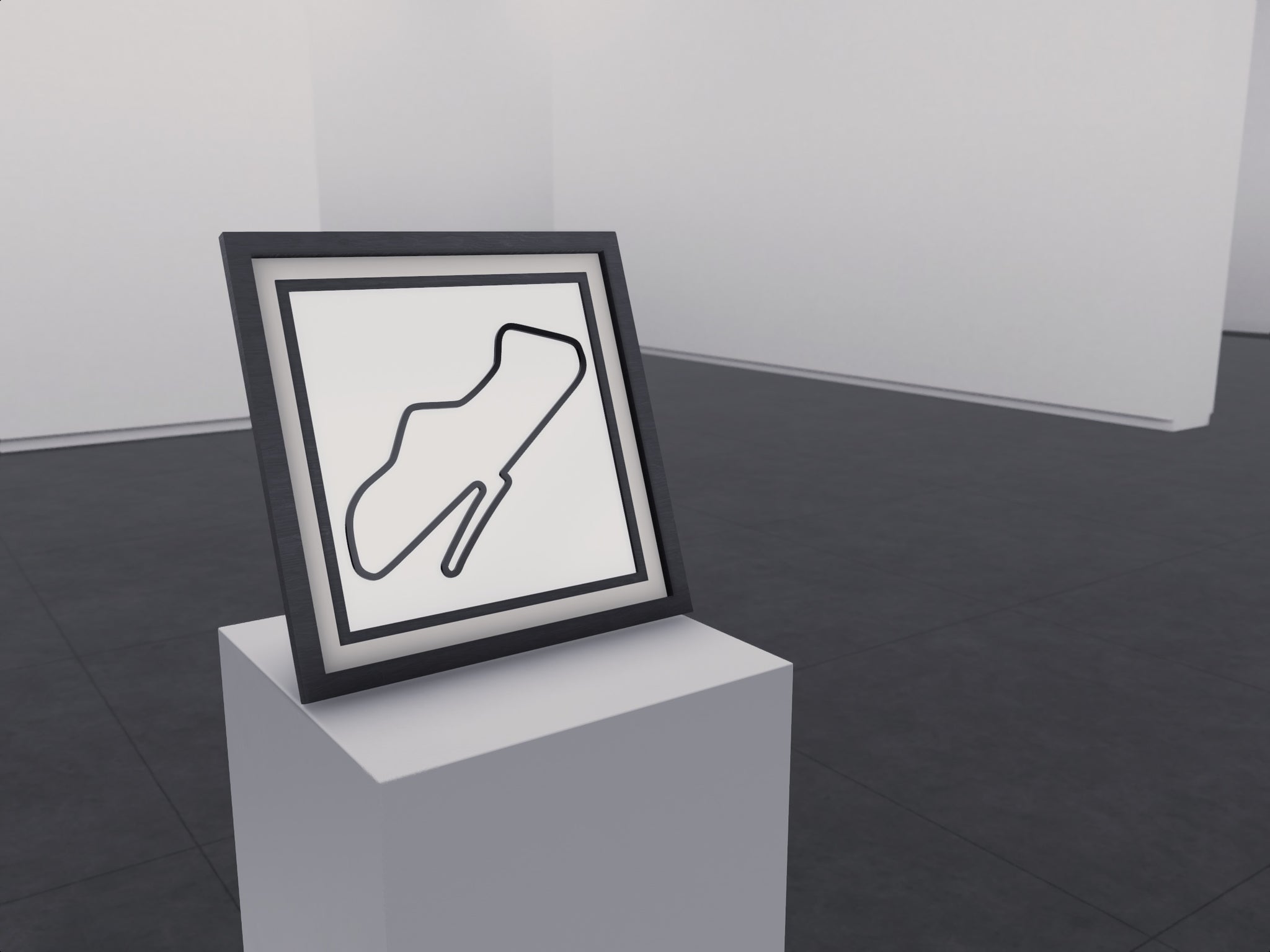 Donnington 3D printed track art, race circuits wall decor